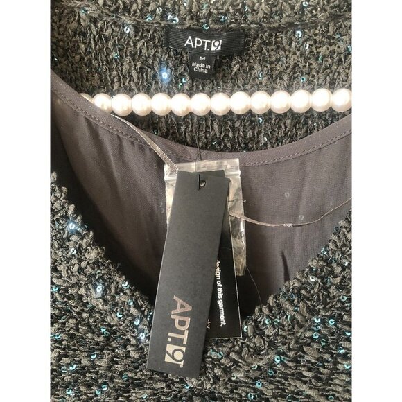 NWT Apt 9 Womens Size M Gray Sweater Sequin Infused V-Neck - Picture 5 of 6